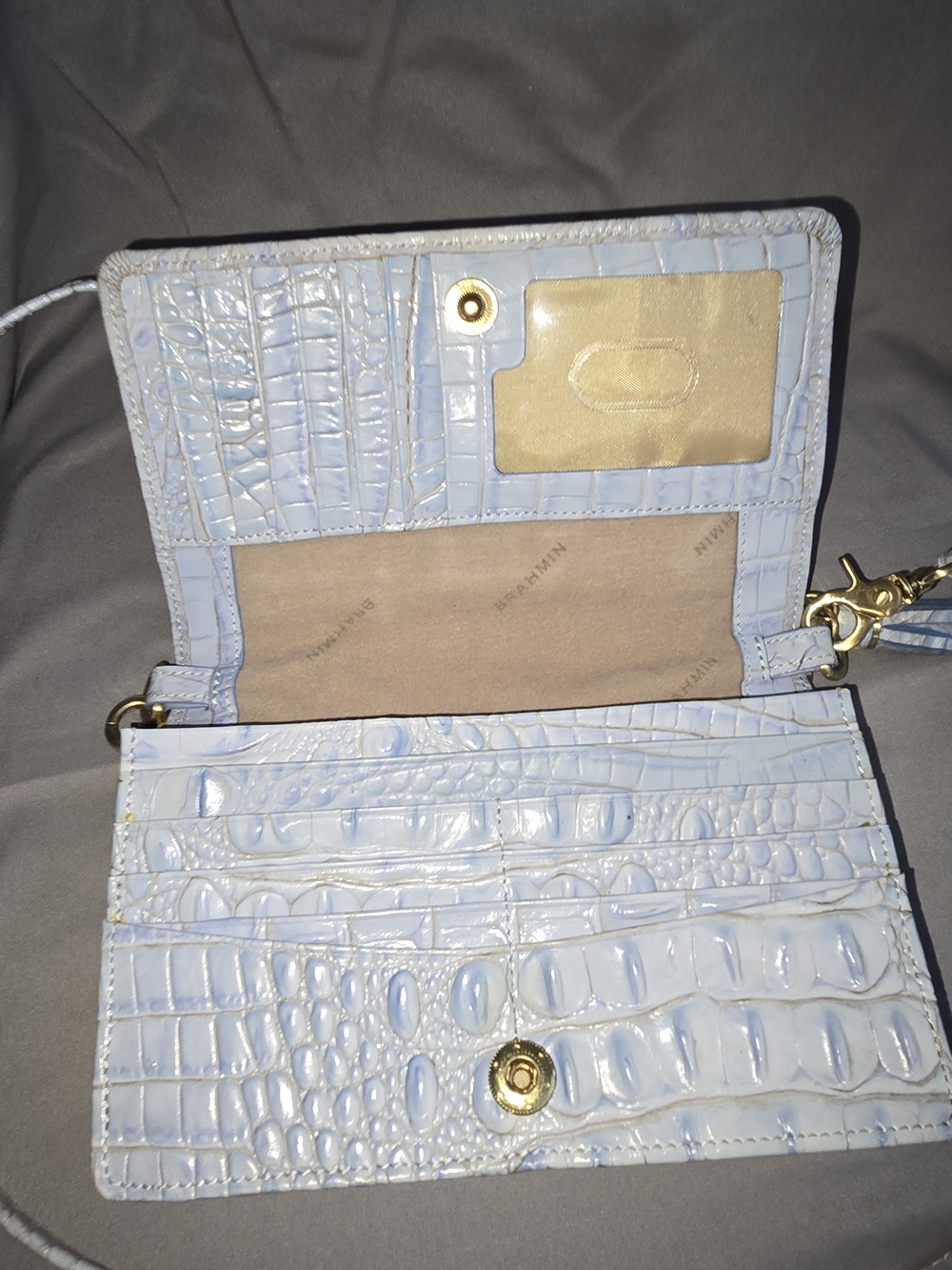 Brahmin Stylish Croc-Embossed Crossbody Bag in Light Blue - Picture 4 of 5